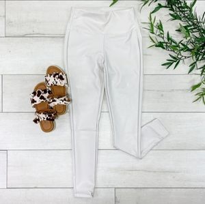 Faux Leather Leggings in Bone, XL